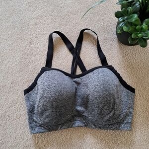 Victoria' Secret Sports Bra 36DD Grey Black Bra Activewear Strappy Gym VSX
